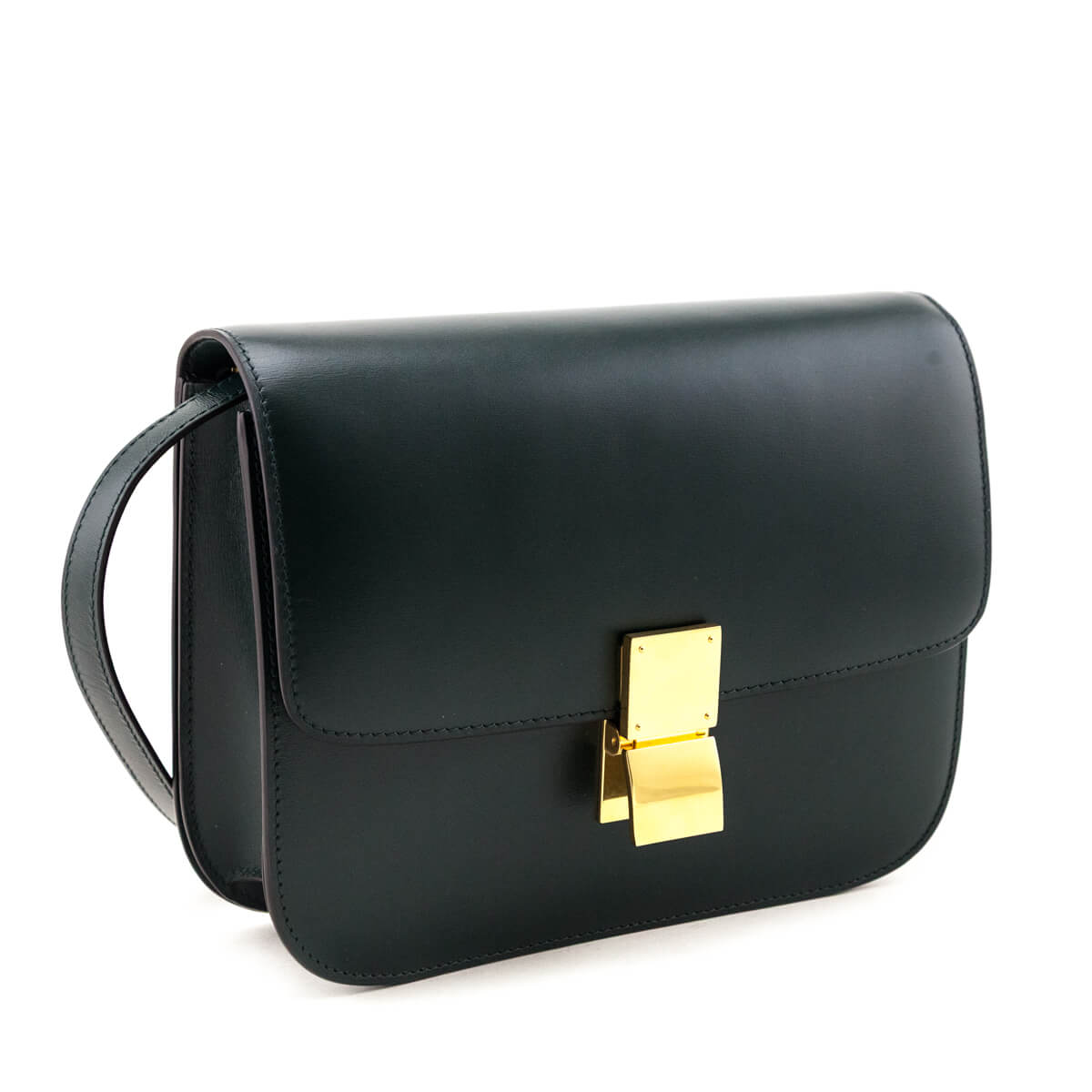 Celine Amazone Green Box Calfskin Medium Classic Box Flap - Love that Bag etc - Preowned Authentic Designer Handbags Preloved Fashions
