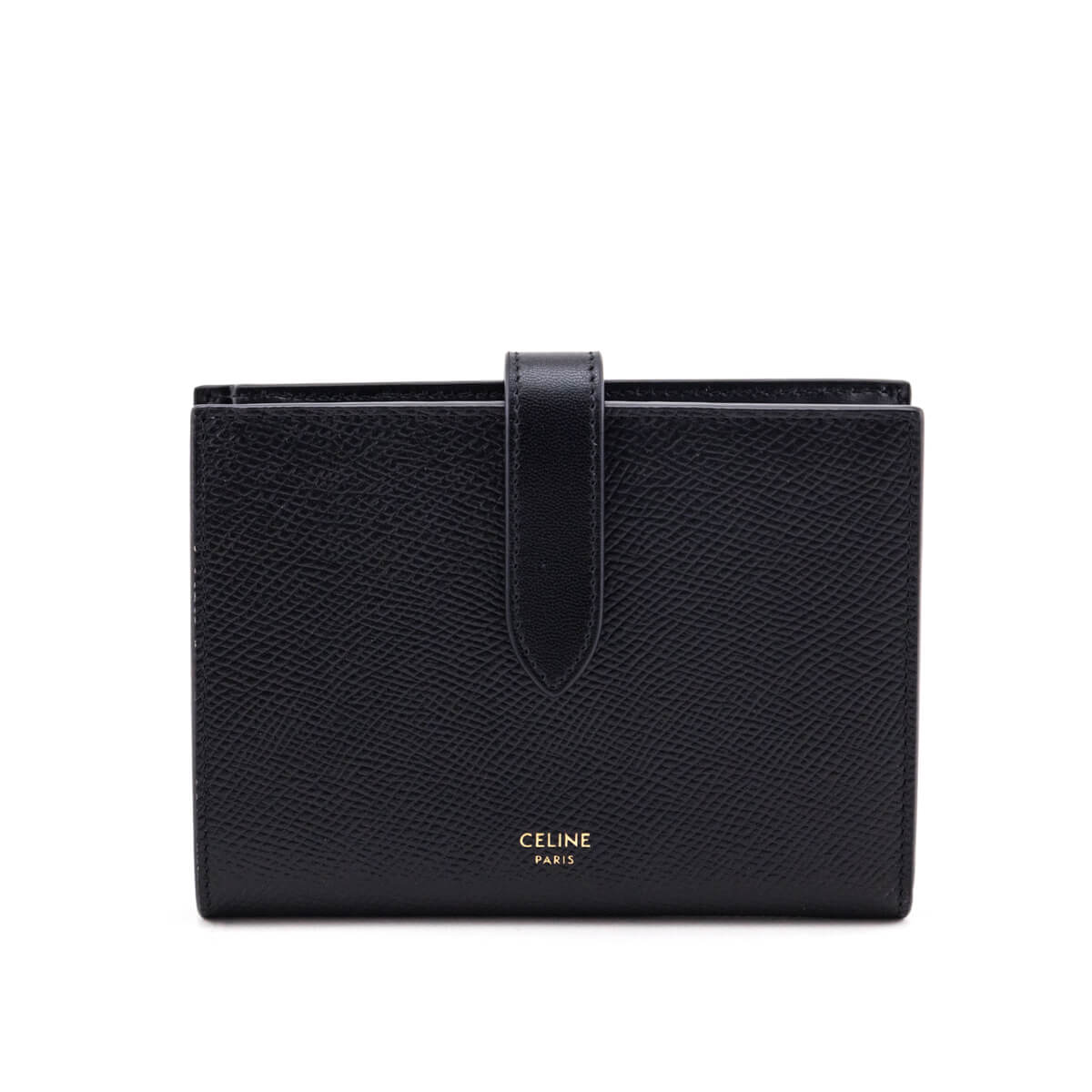 Celine Black Grained Calfskin Medium Multifunction Strap Wallet - Love that Bag etc - Preowned Authentic Designer Handbags Preloved Fashions