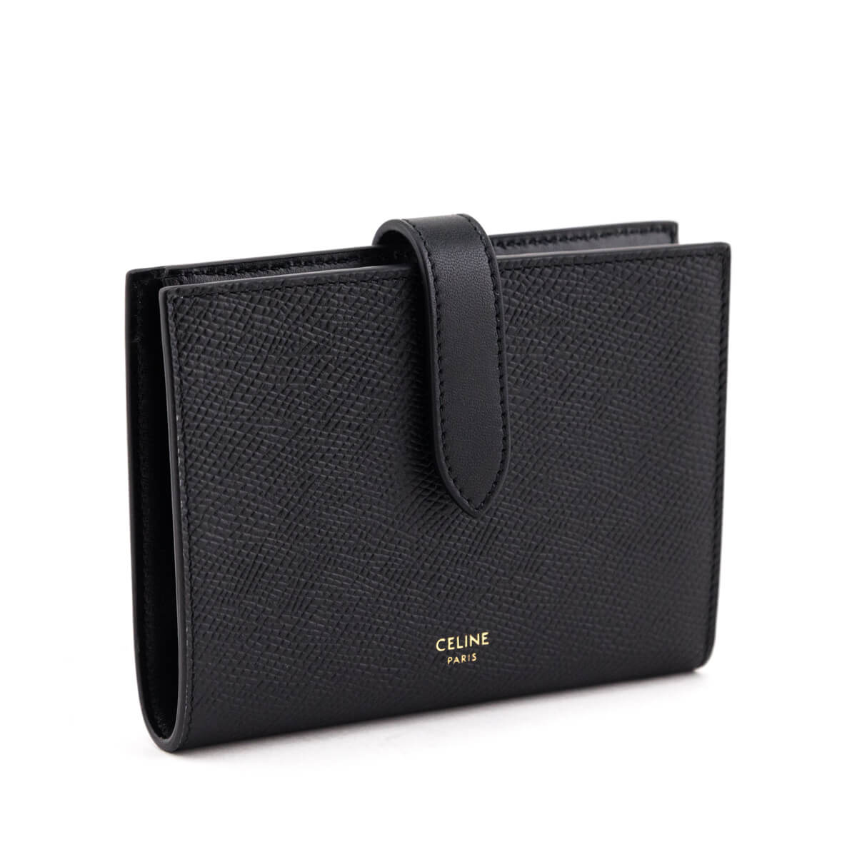 Celine Black Grained Calfskin Medium Multifunction Strap Wallet - Love that Bag etc - Preowned Authentic Designer Handbags Preloved Fashions