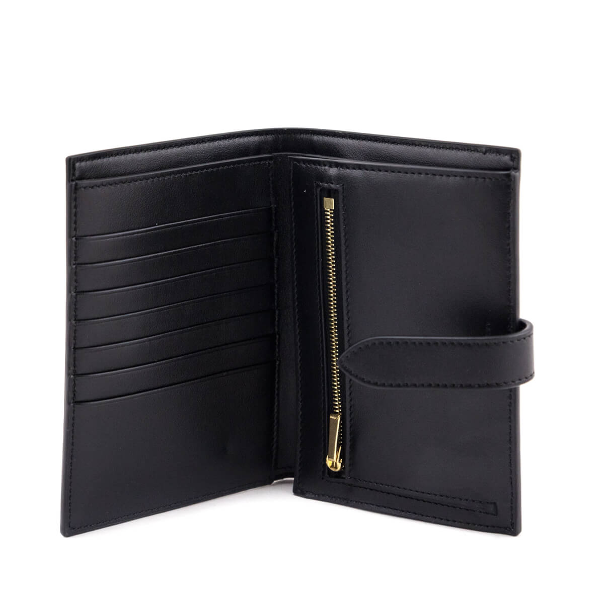 Celine Black Grained Calfskin Medium Multifunction Strap Wallet - Love that Bag etc - Preowned Authentic Designer Handbags Preloved Fashions