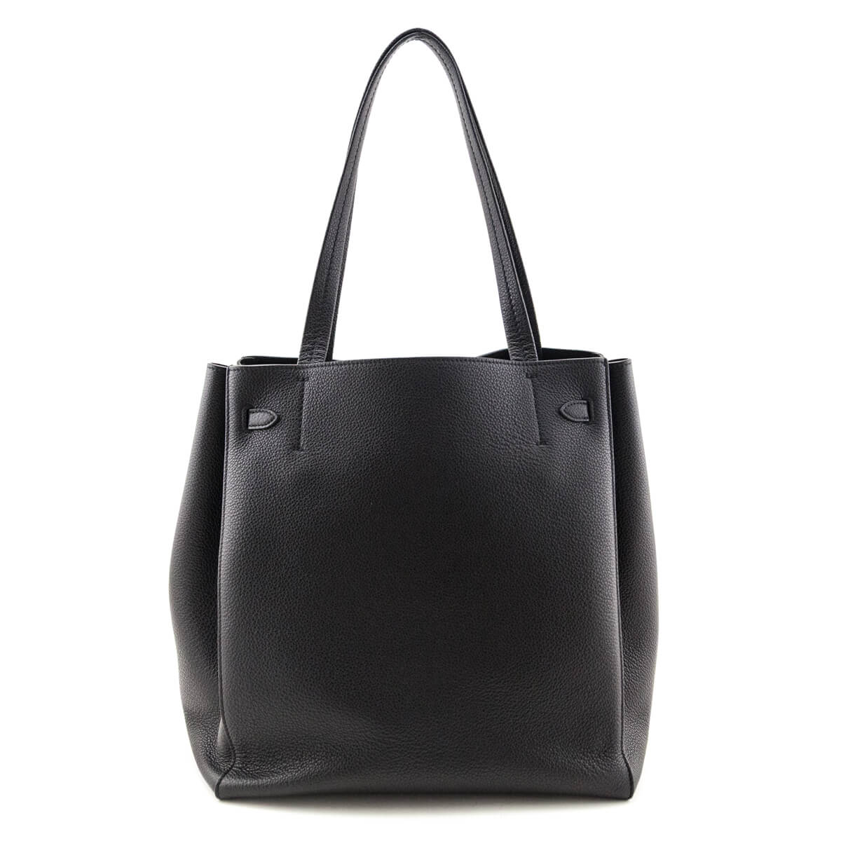 Celine Black Soft Grained Calfskin Small Belt Cabas Phantom Tote - Love that Bag etc - Preowned Authentic Designer Handbags Preloved Fashions
