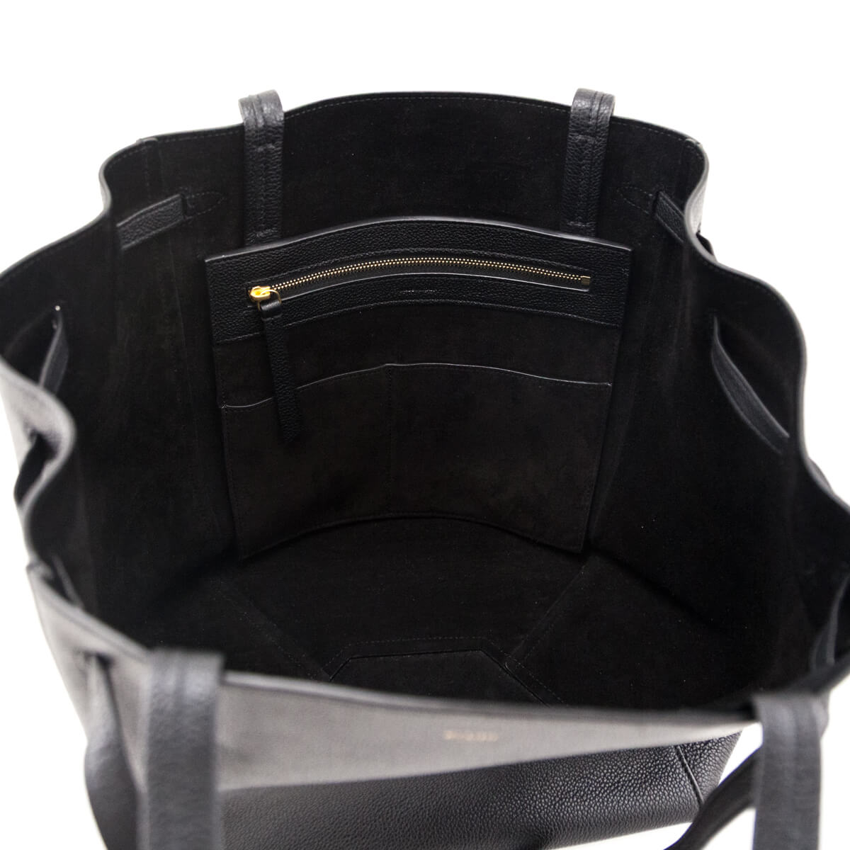 Celine Black Soft Grained Calfskin Small Belt Cabas Phantom Tote - Love that Bag etc - Preowned Authentic Designer Handbags Preloved Fashions