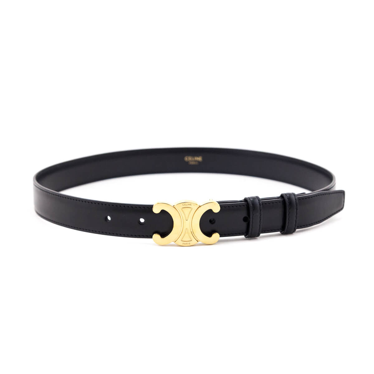 Celine Black Triomphe Belt - Love that Bag etc - Preowned Authentic Designer Handbags Preloved Fashions