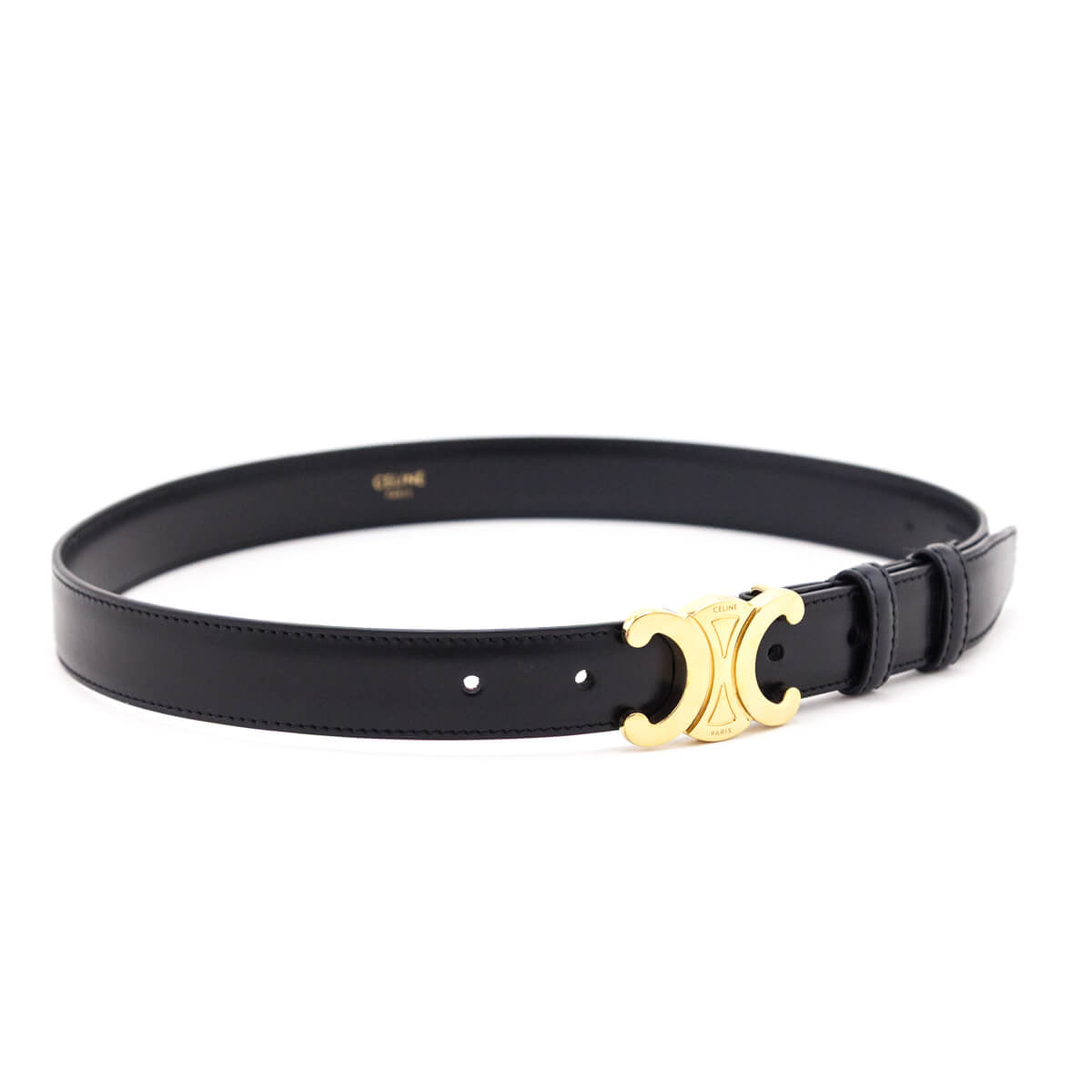 Celine Black Triomphe Belt - Love that Bag etc - Preowned Authentic Designer Handbags Preloved Fashions