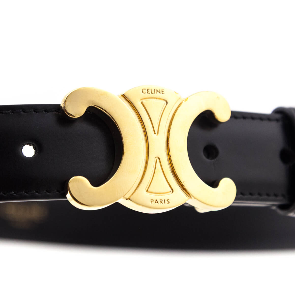 Celine Black Triomphe Belt - Love that Bag etc - Preowned Authentic Designer Handbags Preloved Fashions