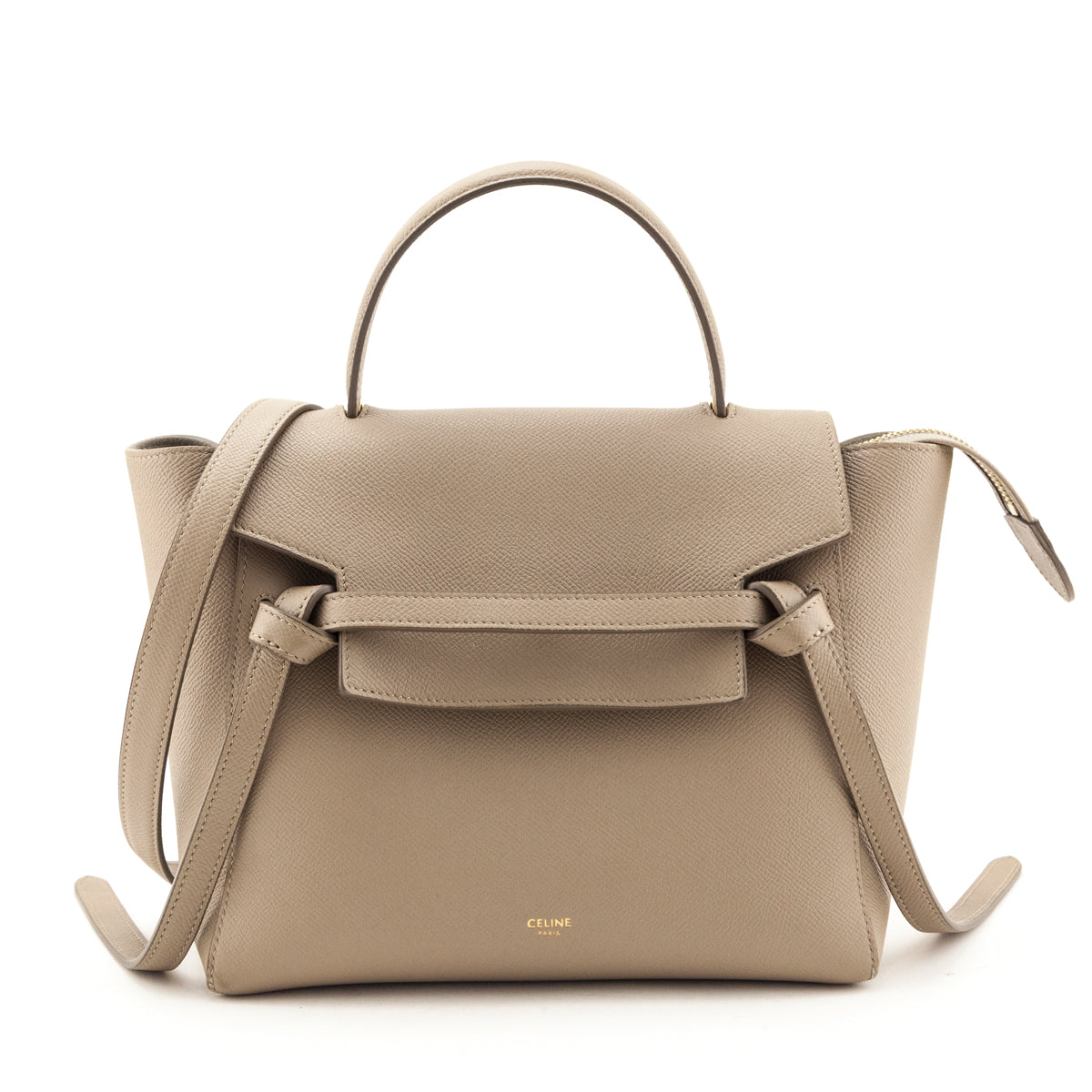 Celine Light Taupe Grained Calfskin Micro Belt Bag - Love that Bag etc - Preowned Authentic Designer Handbags Preloved Fashions