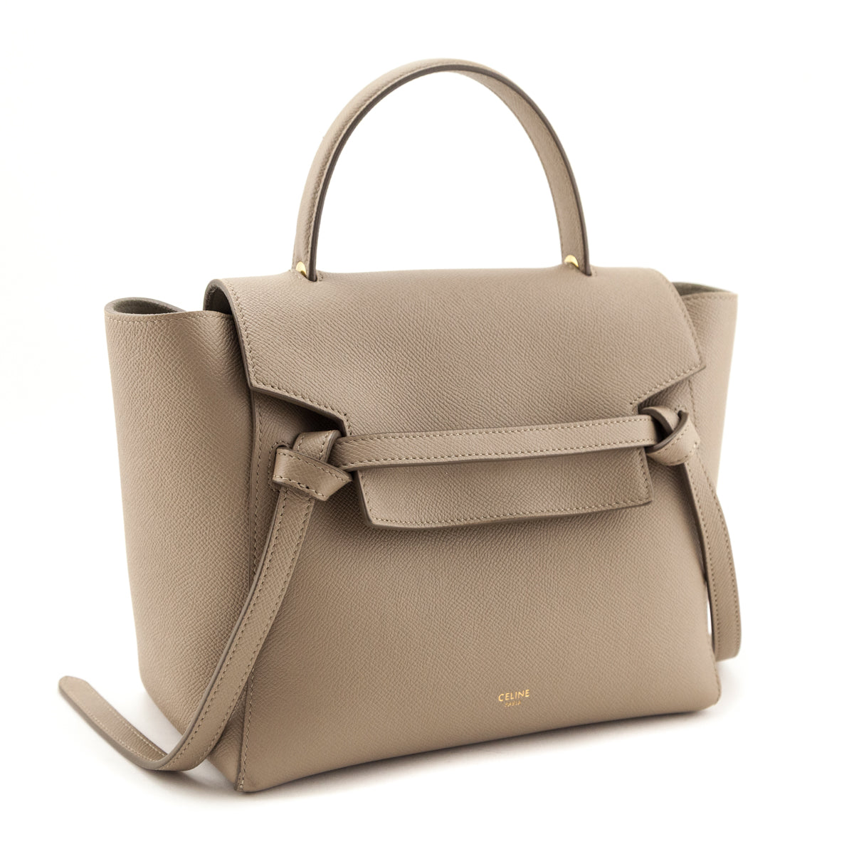 Celine Light Taupe Grained Calfskin Micro Belt Bag - Love that Bag etc - Preowned Authentic Designer Handbags Preloved Fashions