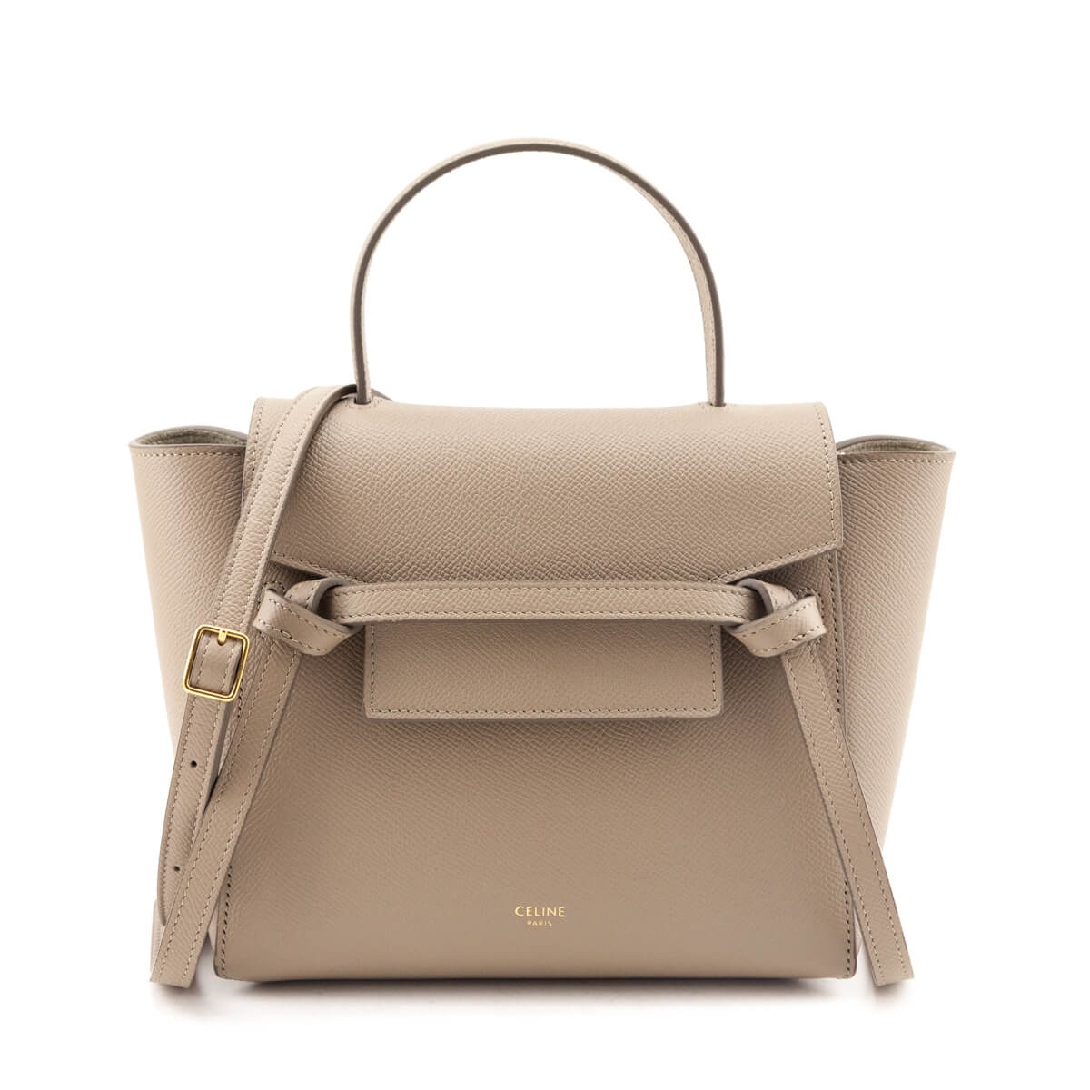 Celine Light Taupe Grained Calfskin Nano Belt Bag - Love that Bag etc - Preowned Authentic Designer Handbags Preloved Fashions