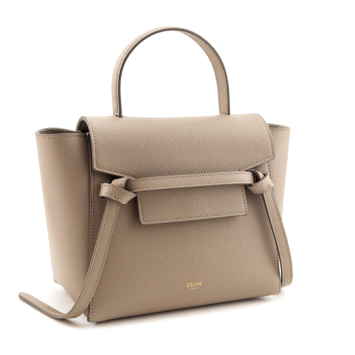 Celine Light Taupe Grained Calfskin Nano Belt Bag - Love that Bag etc - Preowned Authentic Designer Handbags Preloved Fashions