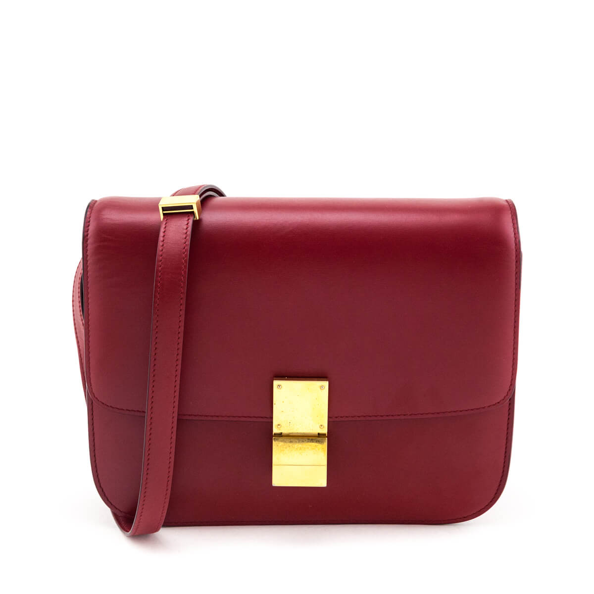 Celine Red Box Calfskin Medium Classic Box Flap Bag - Love that Bag etc - Preowned Authentic Designer Handbags Preloved Fashions