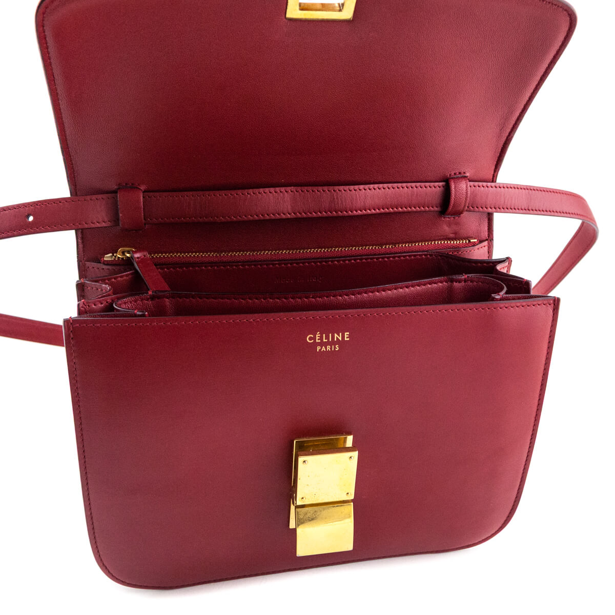 Celine Red Box Calfskin Medium Classic Box Flap Bag - Love that Bag etc - Preowned Authentic Designer Handbags Preloved Fashions
