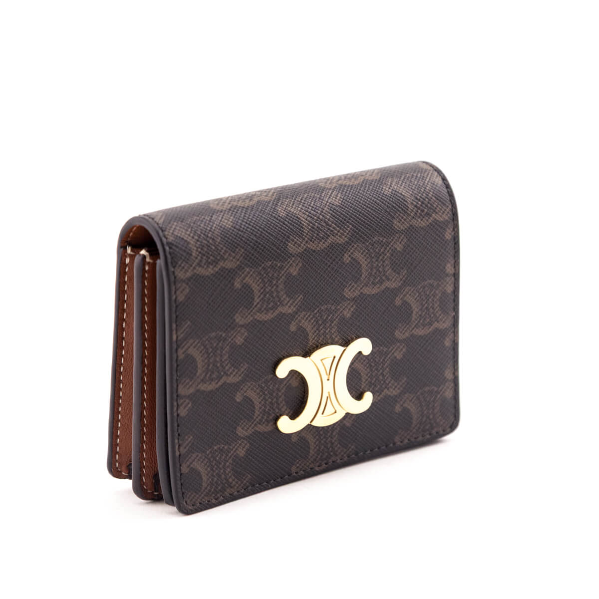 Celine Tan Triomphe Canvas Triomphe Flap Card Holder - Love that Bag etc - Preowned Authentic Designer Handbags Preloved Fashions