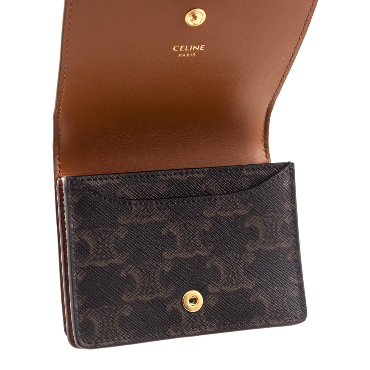 Celine Tan Triomphe Canvas Triomphe Flap Card Holder - Love that Bag etc - Preowned Authentic Designer Handbags Preloved Fashions