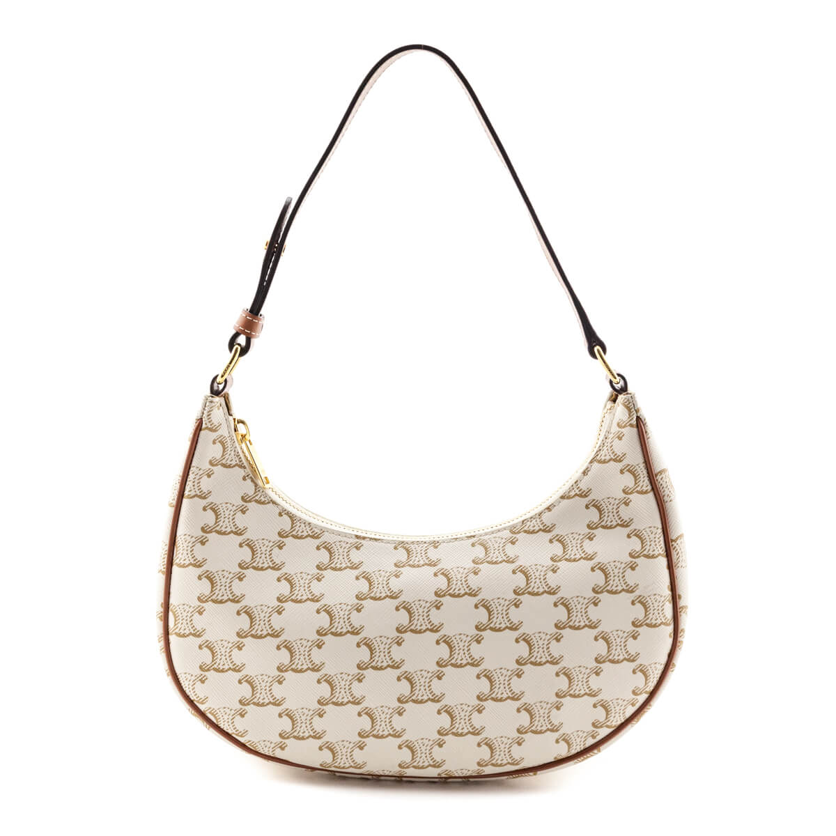 Celine White Triomphe Canvas Calfskin Ava Shoulder Bag - Love that Bag etc - Preowned Authentic Designer Handbags Preloved Fashions