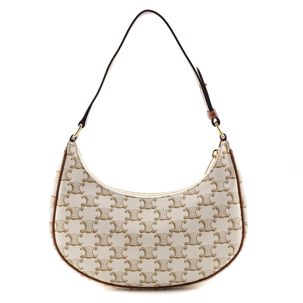 Celine White Triomphe Canvas Calfskin Ava Shoulder Bag - Love that Bag etc - Preowned Authentic Designer Handbags Preloved Fashions