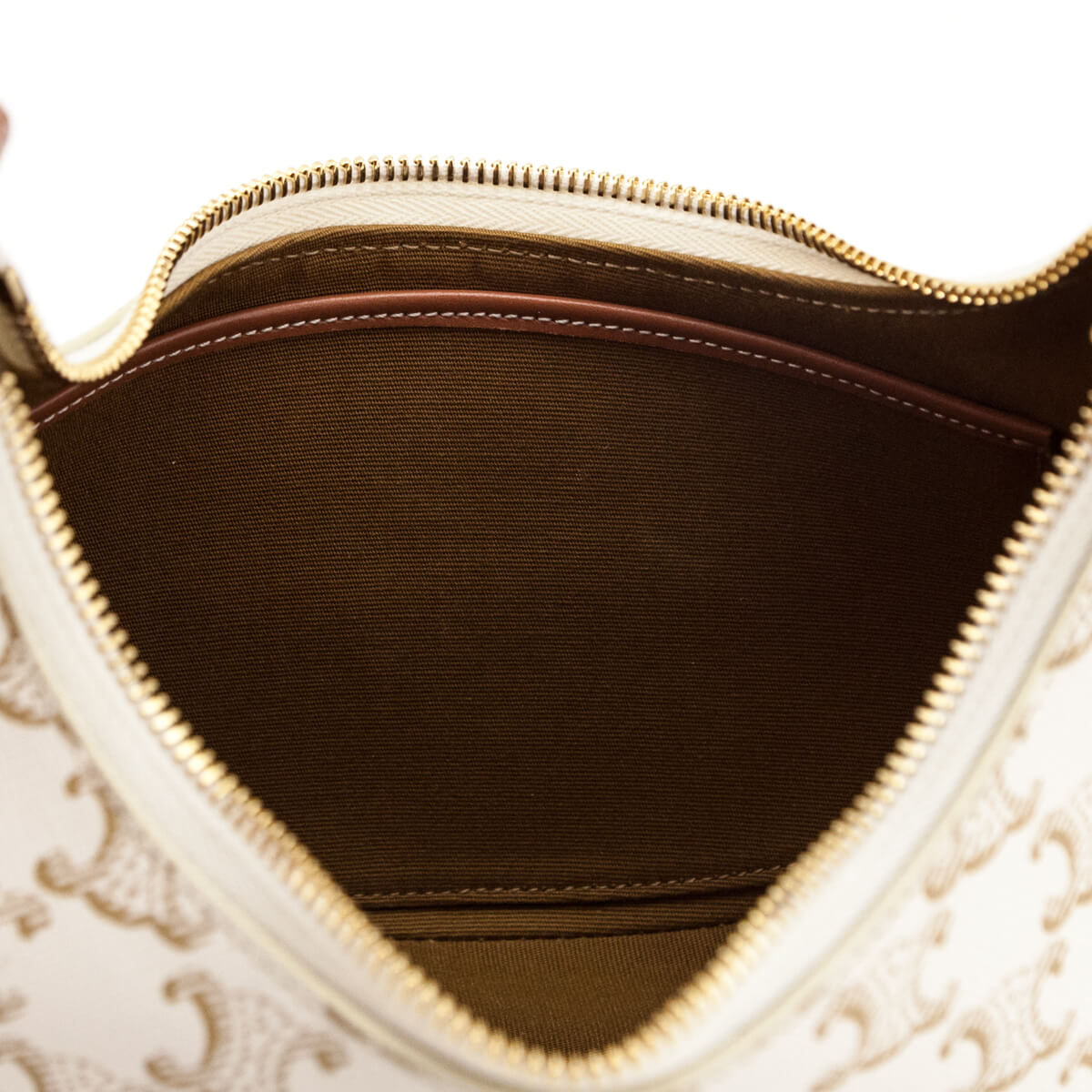 Celine White Triomphe Canvas Calfskin Ava Shoulder Bag - Love that Bag etc - Preowned Authentic Designer Handbags Preloved Fashions