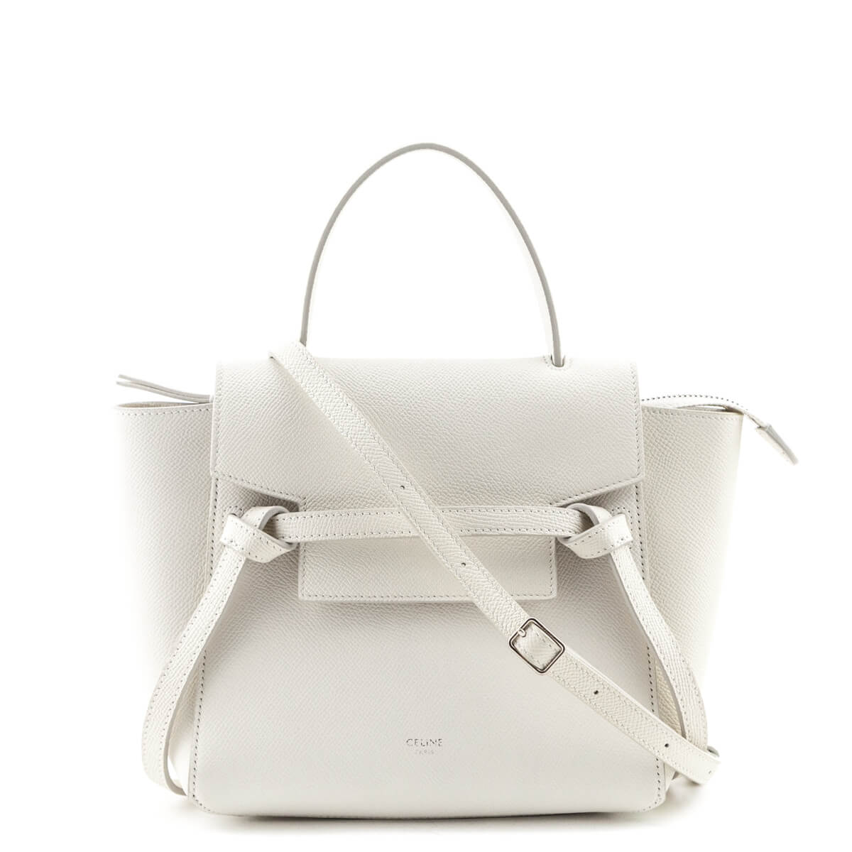 Celine White Grained Calfskin Nano Belt Bag - Love that Bag etc - Preowned Authentic Designer Handbags Preloved Fashions