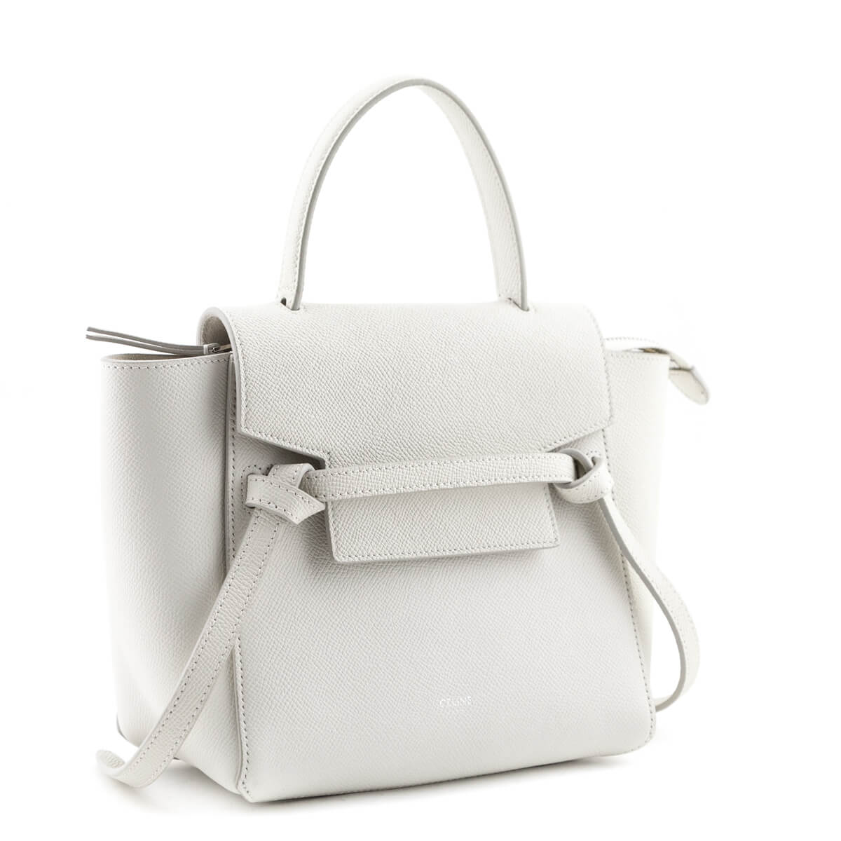 Celine White Grained Calfskin Nano Belt Bag - Love that Bag etc - Preowned Authentic Designer Handbags Preloved Fashions