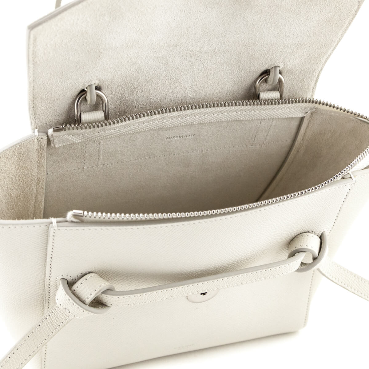 Celine White Grained Calfskin Nano Belt Bag - Love that Bag etc - Preowned Authentic Designer Handbags Preloved Fashions