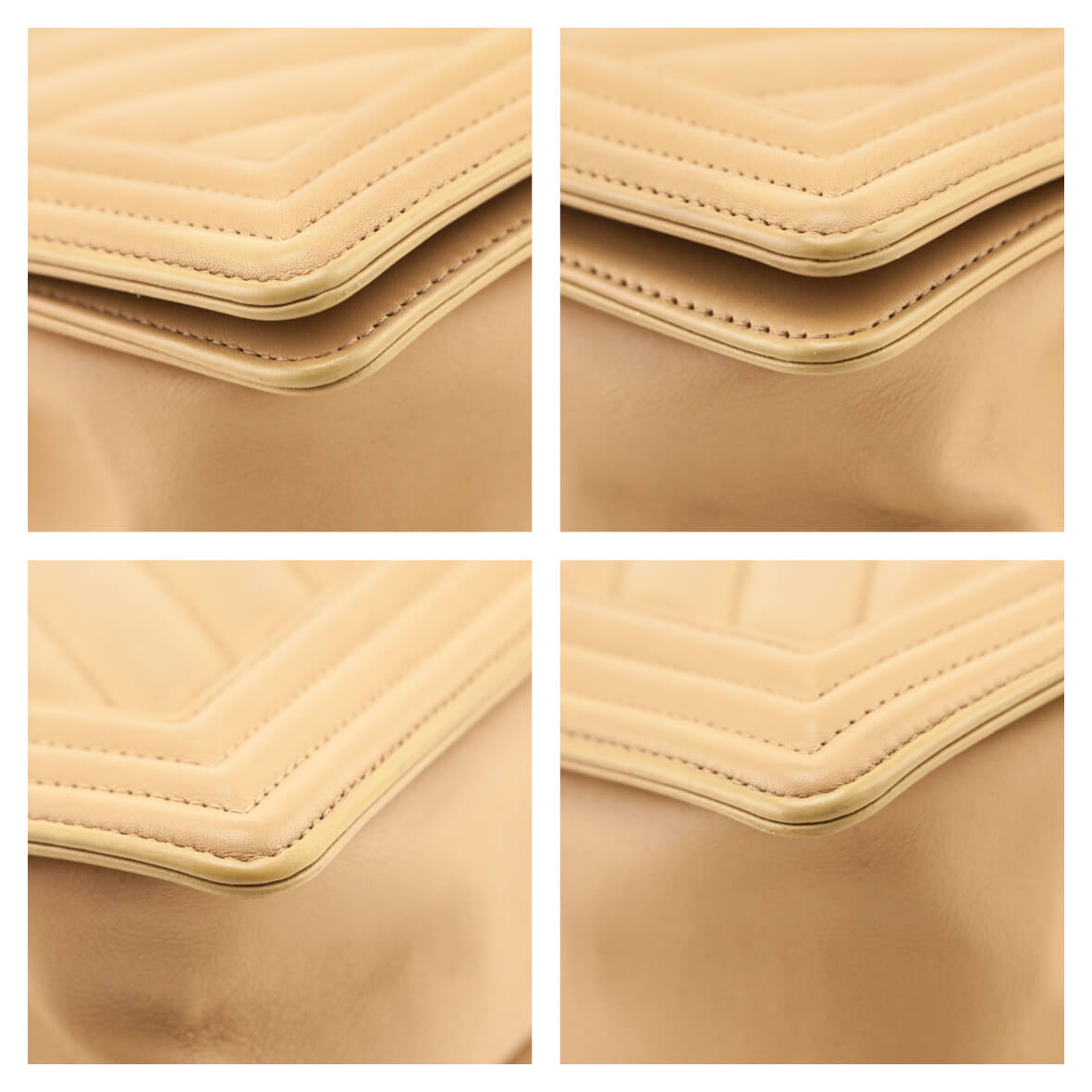 Chanel Beige Calfskin Chevron Quilted Medium Boy Flap - Love that Bag etc - Preowned Authentic Designer Handbags Preloved Fashions