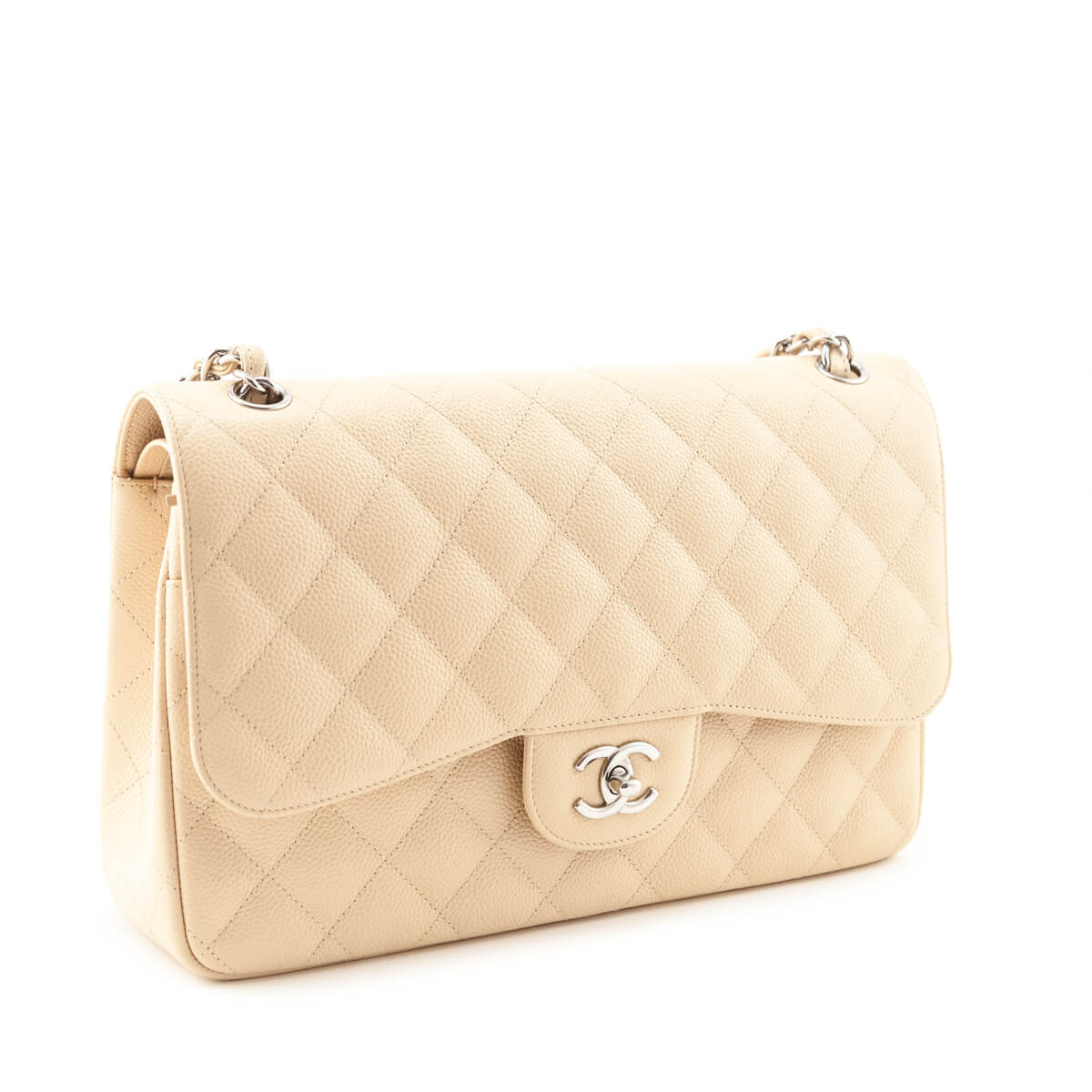Chanel Beige Caviar Quilted Jumbo Double Flap - Love that Bag etc - Preowned Authentic Designer Handbags Preloved Fashions