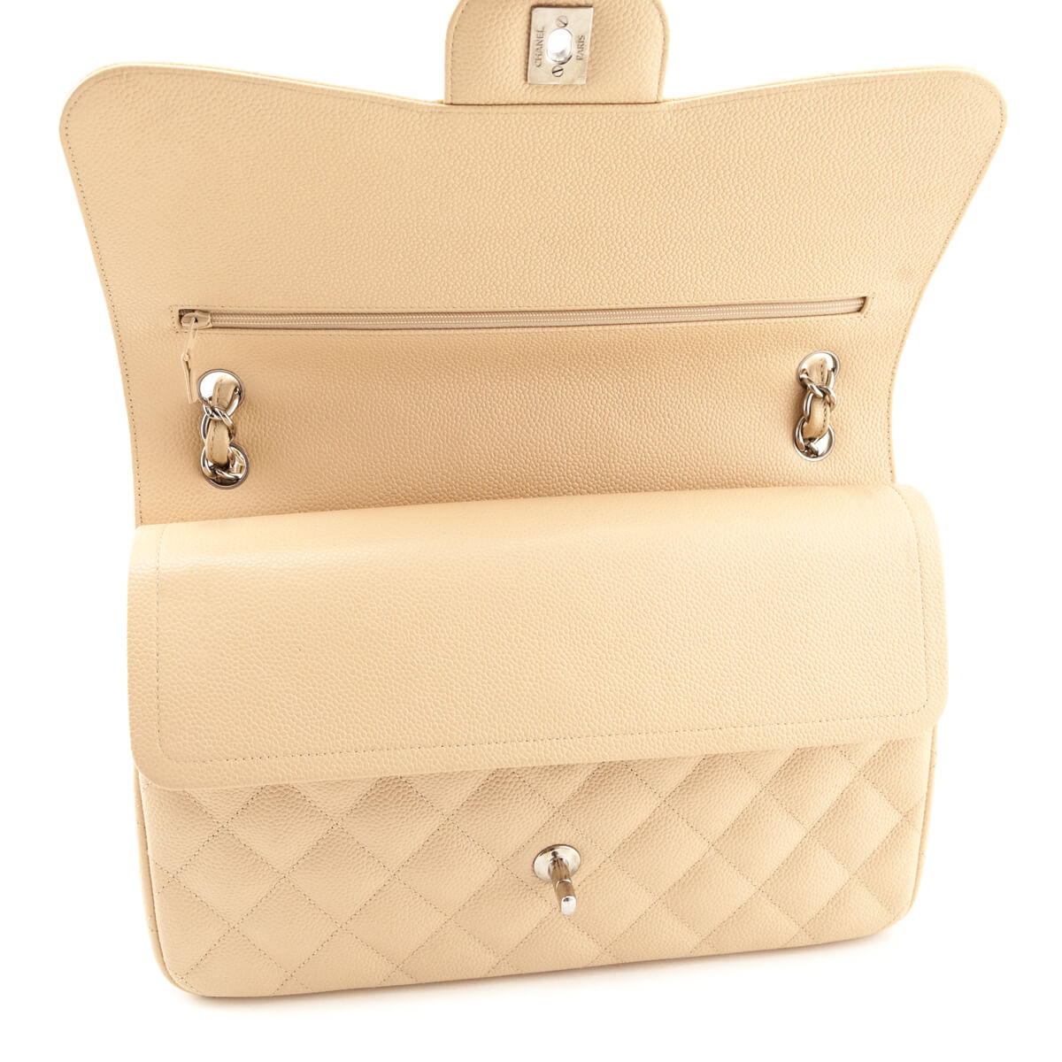 Chanel Beige Caviar Quilted Jumbo Double Flap - Love that Bag etc - Preowned Authentic Designer Handbags Preloved Fashions