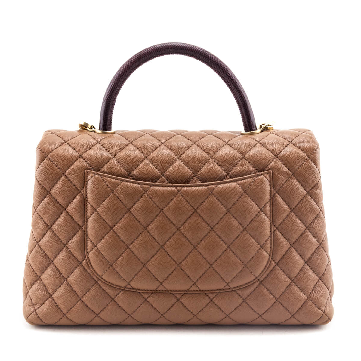 Chanel Beige Caviar Lizard Quilted Medium Coco Handle Flap Bag - Love that Bag etc - Preowned Authentic Designer Handbags Preloved Fashions