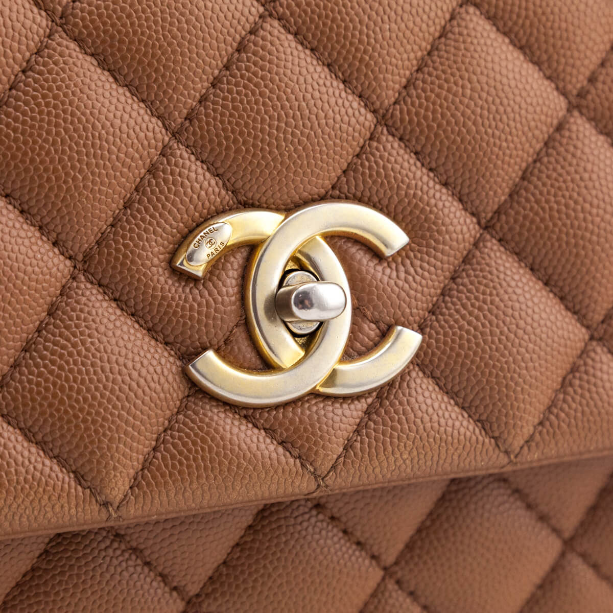 Chanel Beige Caviar Lizard Quilted Medium Coco Handle Flap Bag - Love that Bag etc - Preowned Authentic Designer Handbags Preloved Fashions