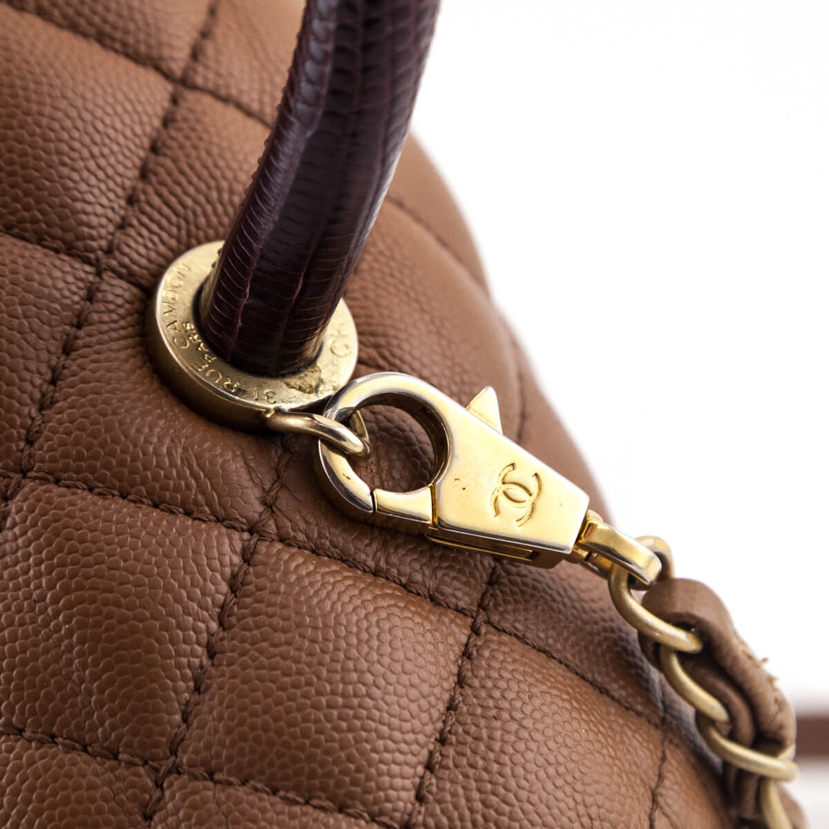 Chanel Beige Caviar Lizard Quilted Medium Coco Handle Flap Bag - Love that Bag etc - Preowned Authentic Designer Handbags Preloved Fashions