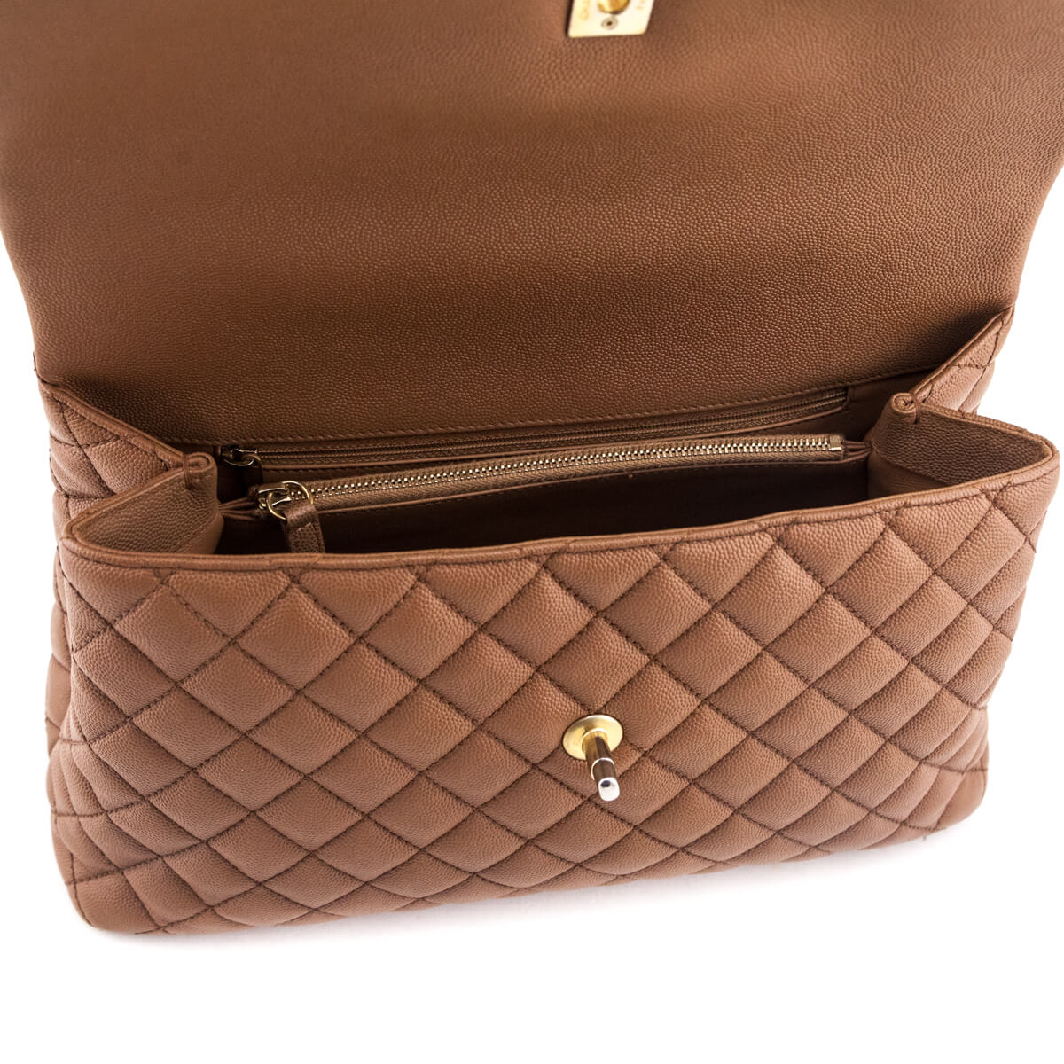 Chanel Beige Caviar Lizard Quilted Medium Coco Handle Flap Bag - Love that Bag etc - Preowned Authentic Designer Handbags Preloved Fashions