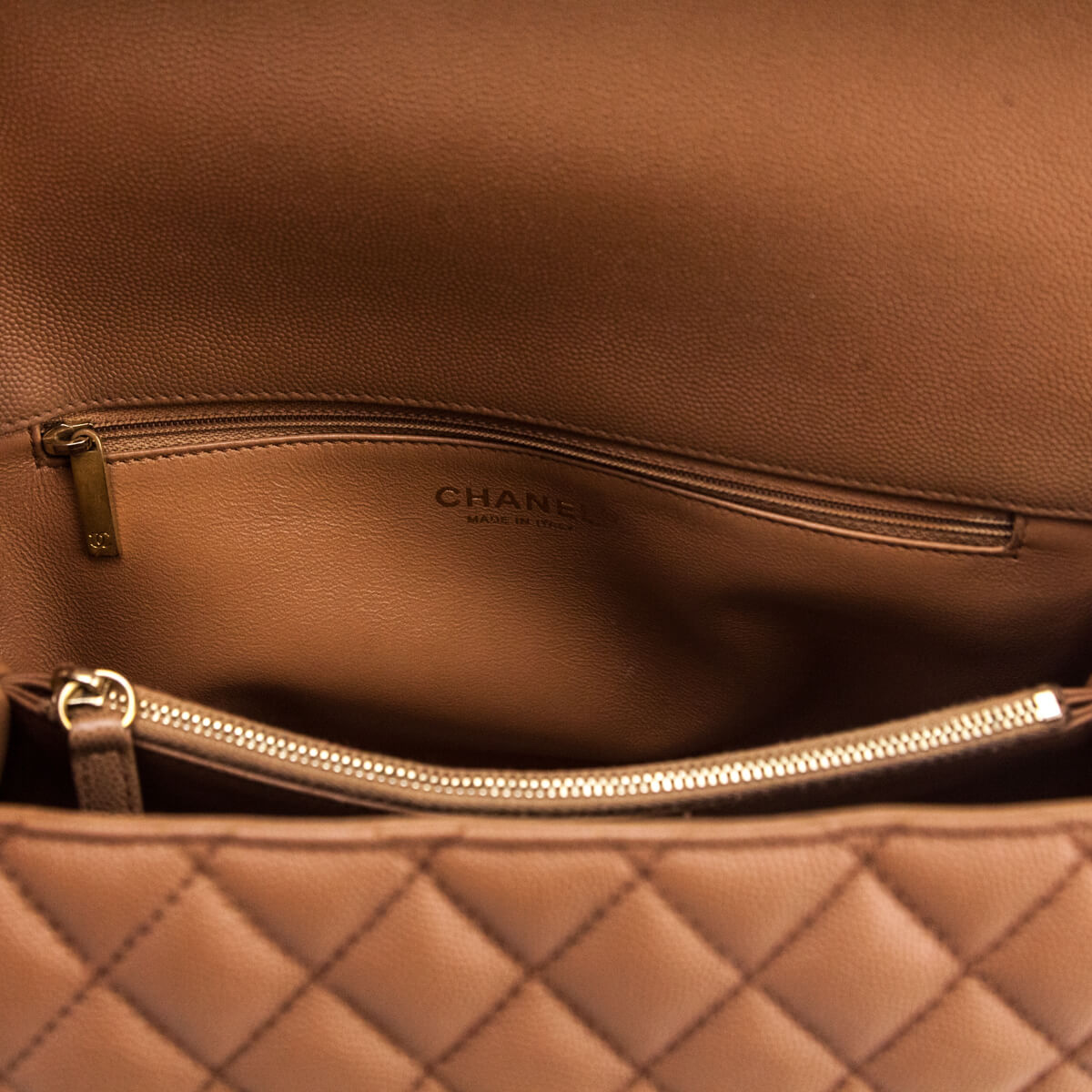 Chanel Beige Caviar Lizard Quilted Medium Coco Handle Flap Bag - Love that Bag etc - Preowned Authentic Designer Handbags Preloved Fashions