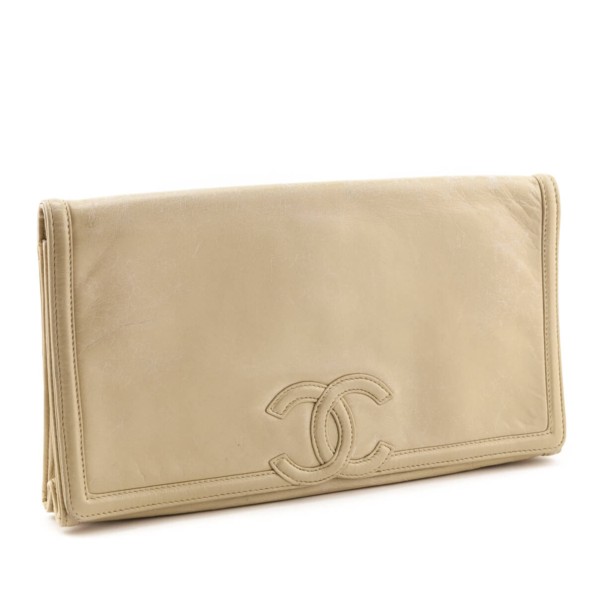 Chanel Beige Lambskin Vintage CC Clutch - Love that Bag etc - Preowned Authentic Designer Handbags Preloved Fashions