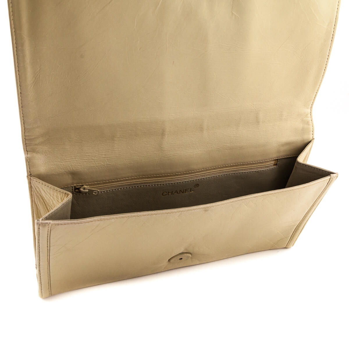 Chanel Beige Lambskin Vintage CC Clutch - Love that Bag etc - Preowned Authentic Designer Handbags Preloved Fashions