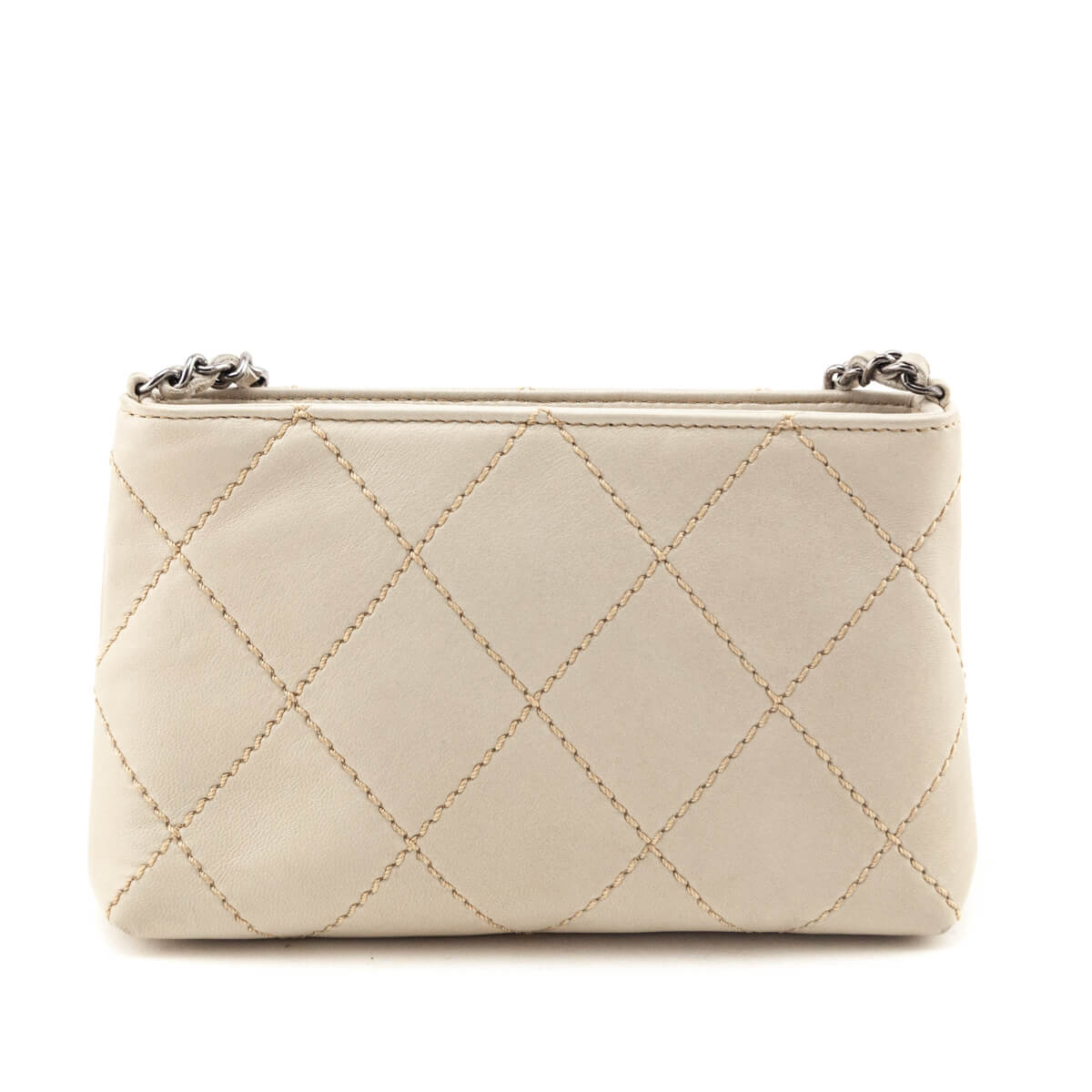 Chanel Beige Lambskin Surpique Stitch Pochette - Love that Bag etc - Preowned Authentic Designer Handbags Preloved Fashions