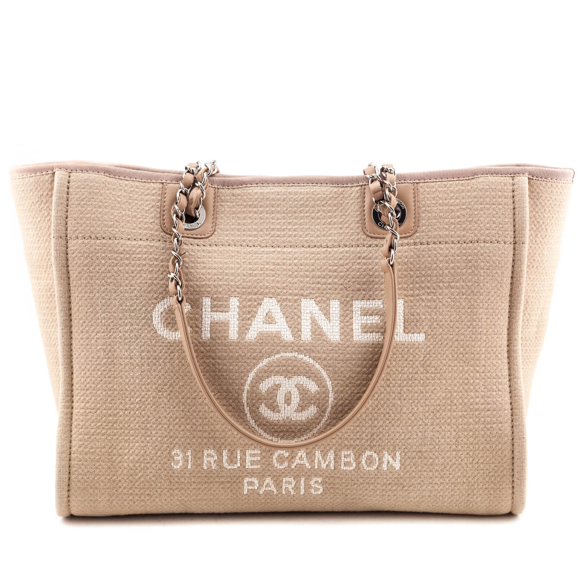 Chanel Beige Mixed Fibers Small Deauville Tote - Love that Bag etc - Preowned Authentic Designer Handbags Preloved Fashions
