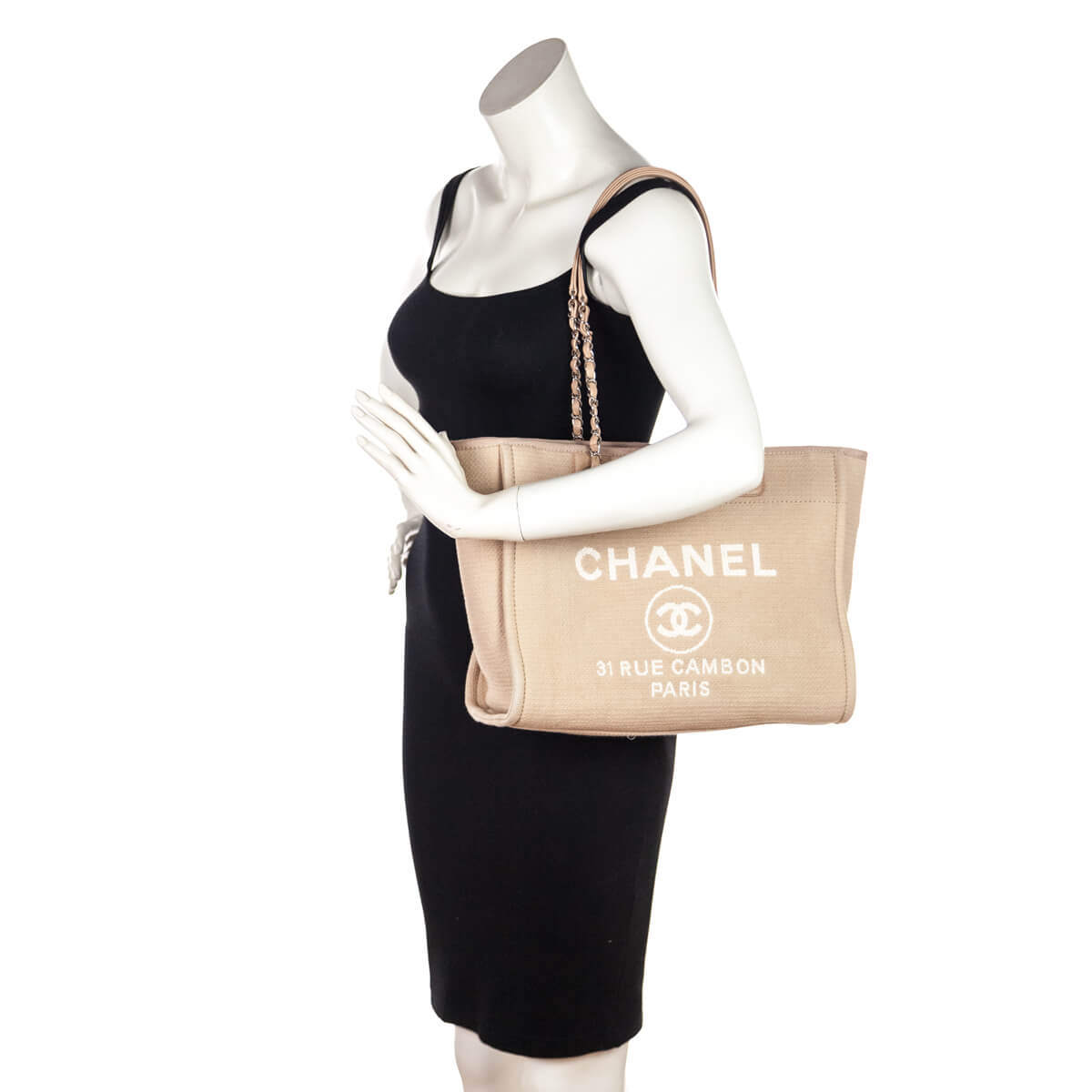 Chanel Beige Mixed Fibers Small Deauville Tote - Love that Bag etc - Preowned Authentic Designer Handbags Preloved Fashions