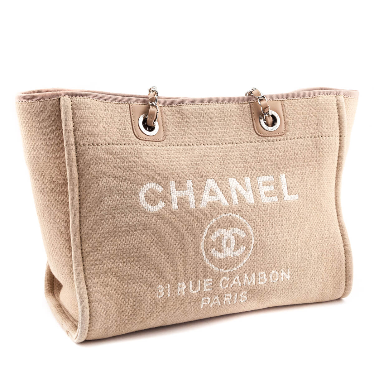 Chanel Beige Mixed Fibers Small Deauville Tote - Love that Bag etc - Preowned Authentic Designer Handbags Preloved Fashions