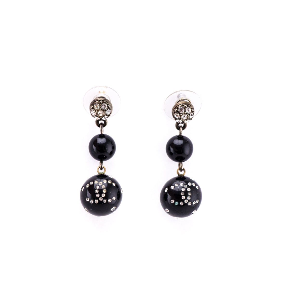 Chanel Black Blead Crystal 2008 CC Drop Earrings - Love that Bag etc - Preowned Authentic Designer Handbags Preloved Fashions