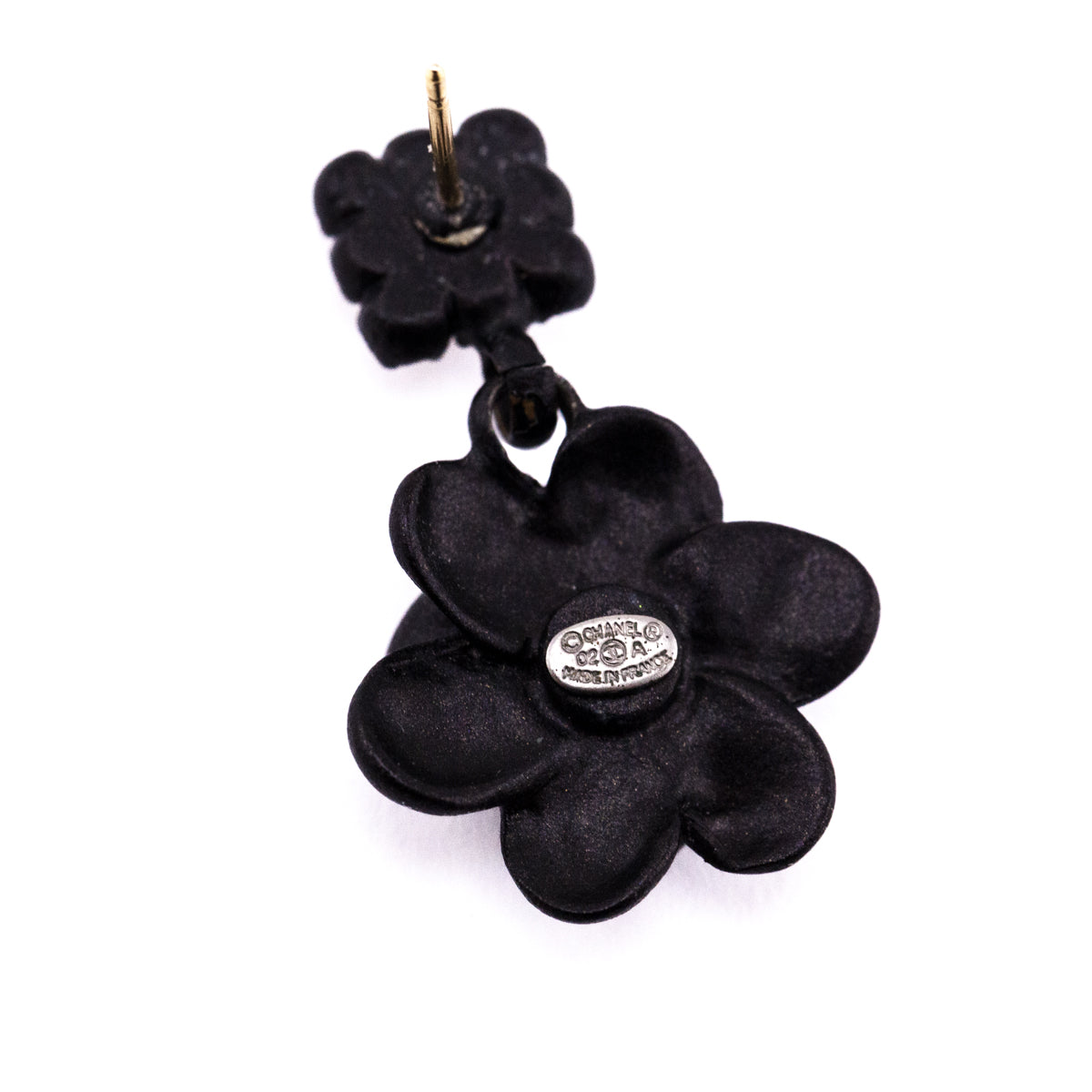 Chanel Black Camelia Crystal CC 2002 Drop Earrings - Love that Bag etc - Preowned Authentic Designer Handbags Preloved Fashions