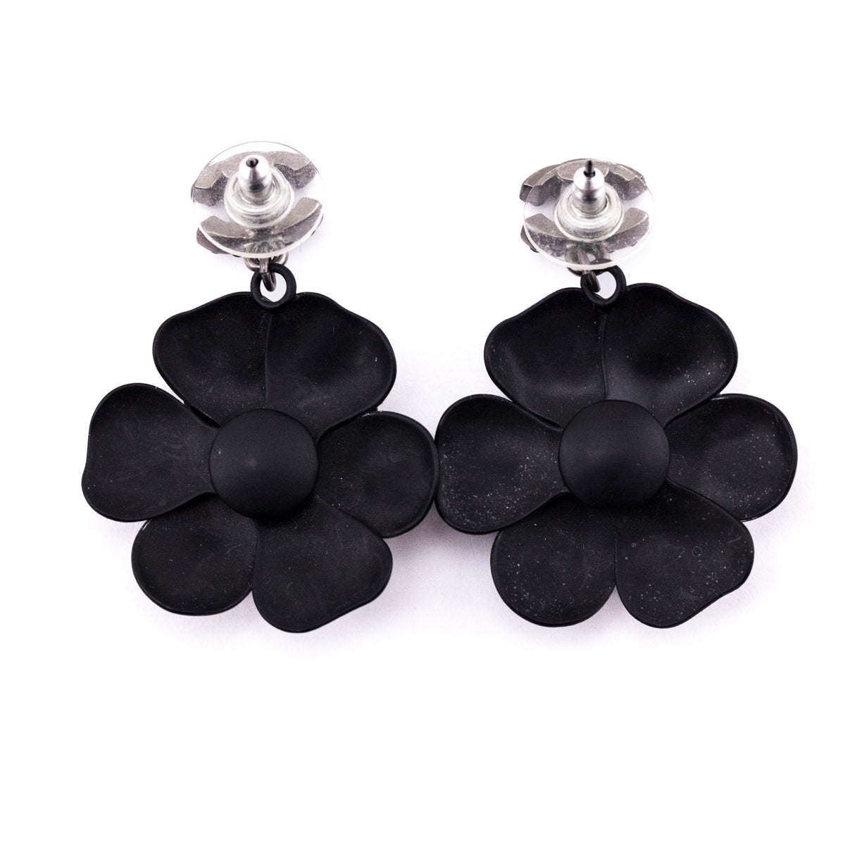 Chanel Black Camellia CC 2009 Drop Earrings - Love that Bag etc - Preowned Authentic Designer Handbags Preloved Fashions