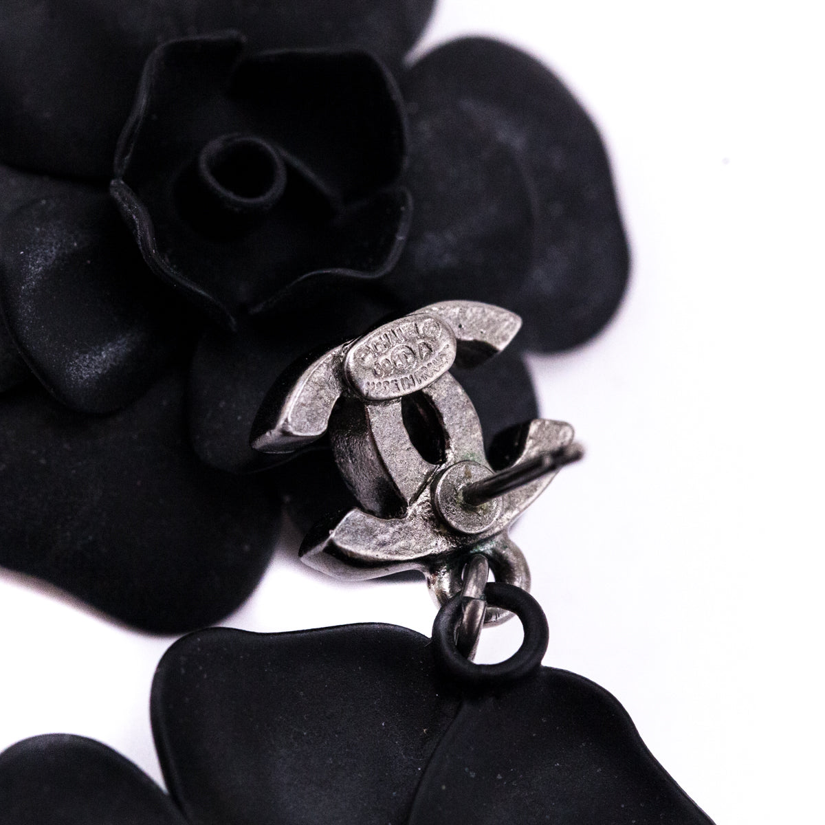 Chanel Black Camellia CC 2009 Drop Earrings - Love that Bag etc - Preowned Authentic Designer Handbags Preloved Fashions