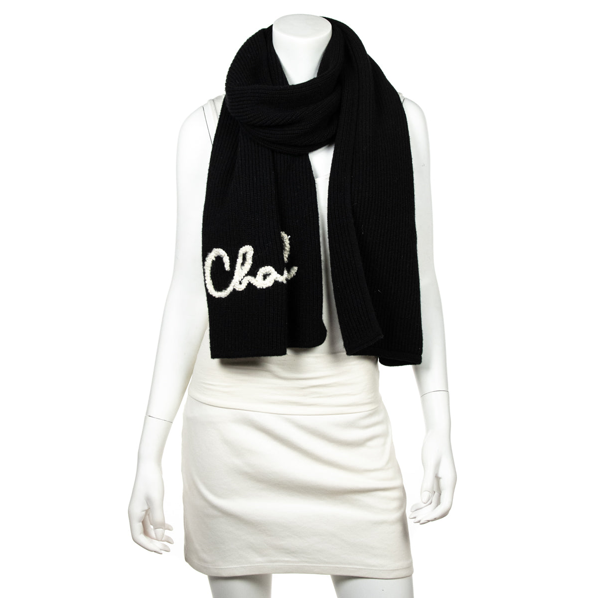 Chanel Black Cashmere Knit Pearl Embellished Logo Scarf - Love that Bag etc - Preowned Authentic Designer Handbags Preloved Fashions
