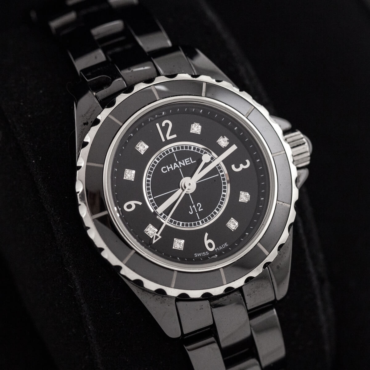 Chanel Black Ceramic Diamonds J12 29mm Watch - Love that Bag etc - Preowned Authentic Designer Handbags Preloved Fashions