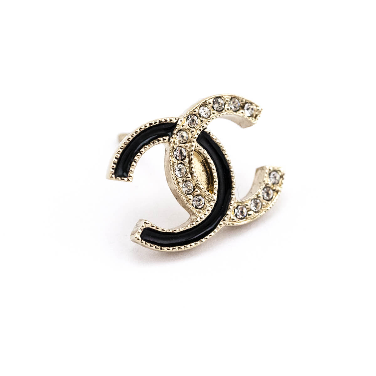 Chanel Black Enamel Crystal CC Stud Earrings - Love that Bag etc - Preowned Authentic Designer Handbags Preloved Fashions