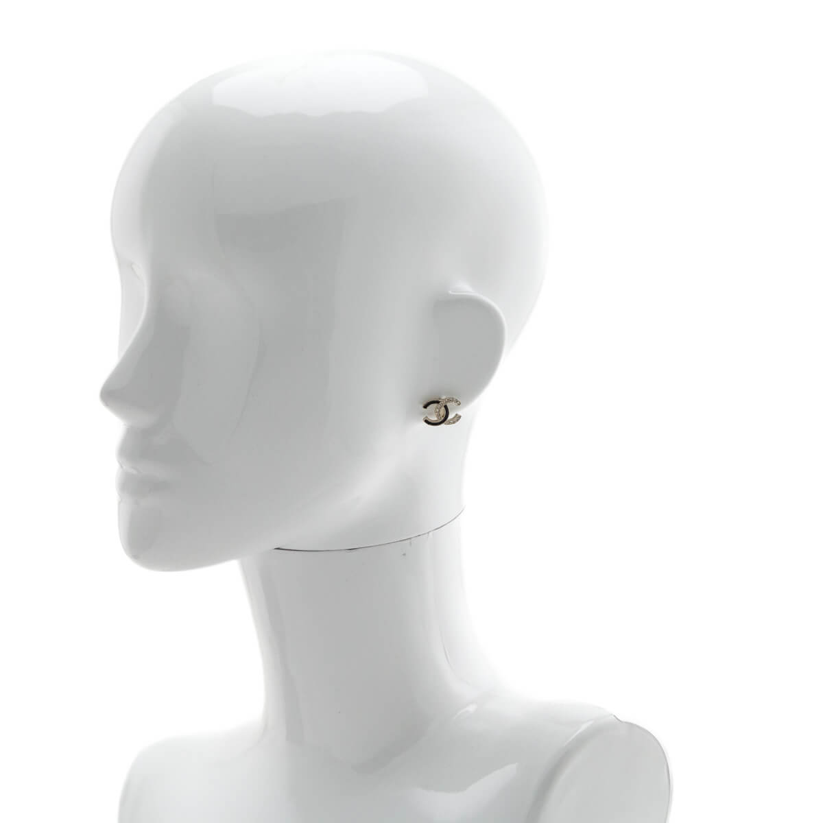 Chanel Black Enamel Crystal CC Stud Earrings - Love that Bag etc - Preowned Authentic Designer Handbags Preloved Fashions