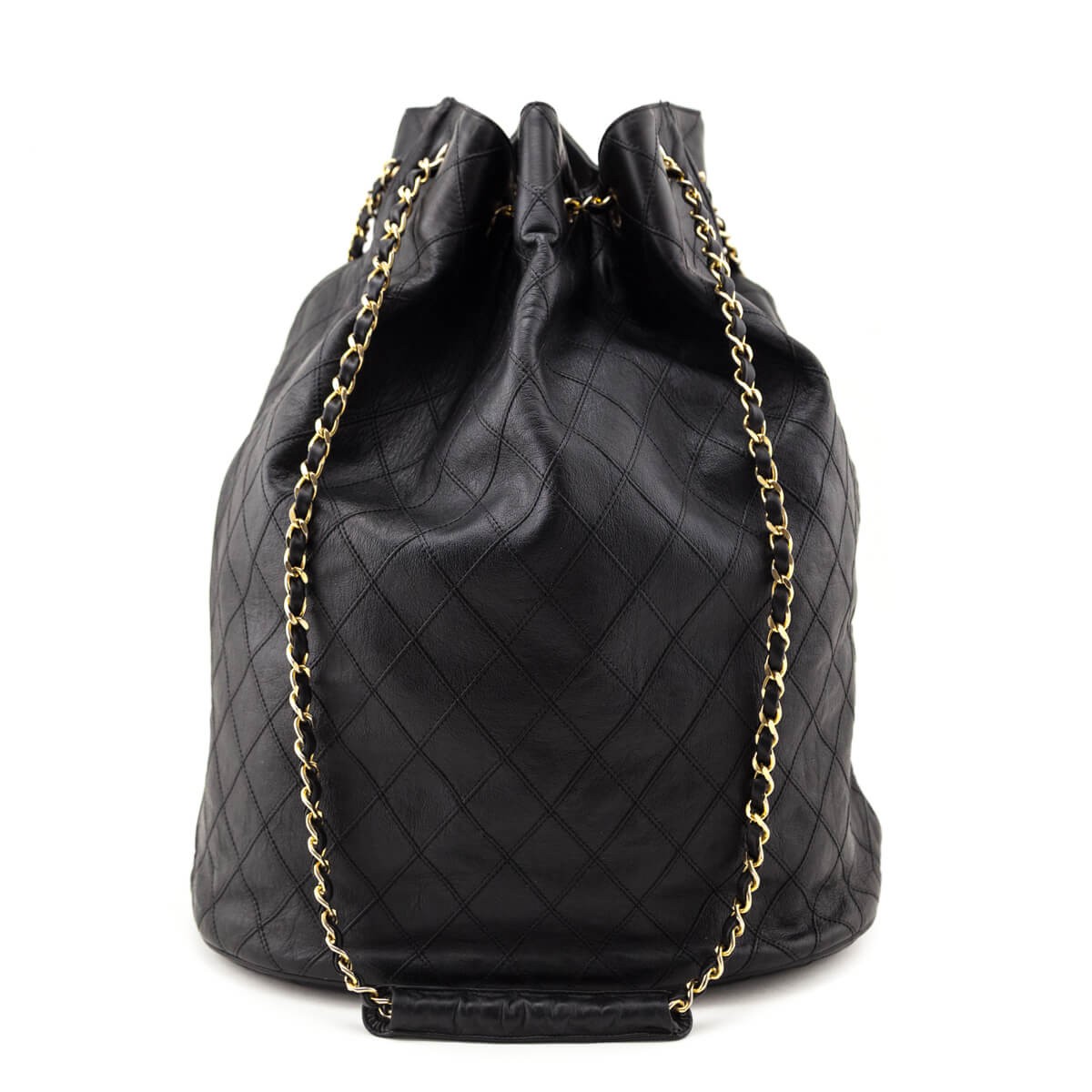 Chanel Black Lambskin Quilted Drawstring Bucket Bag - Love that Bag etc - Preowned Authentic Designer Handbags Preloved Fashions