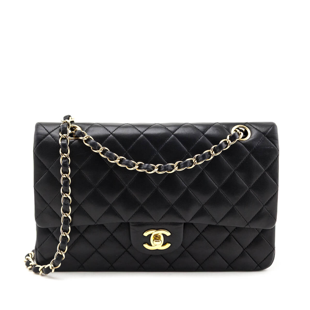 Chanel Black Lambskin Quilted Medium Double Flap Bag - Love that Bag etc - Preowned Authentic Designer Handbags Preloved Fashions