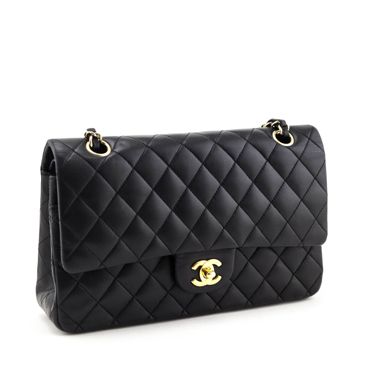 Chanel Black Lambskin Quilted Medium Double Flap Bag - Love that Bag etc - Preowned Authentic Designer Handbags Preloved Fashions