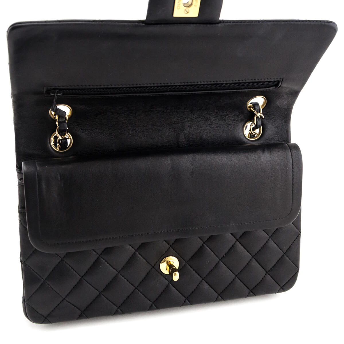 Chanel Black Lambskin Quilted Medium Double Flap Bag - Love that Bag etc - Preowned Authentic Designer Handbags Preloved Fashions