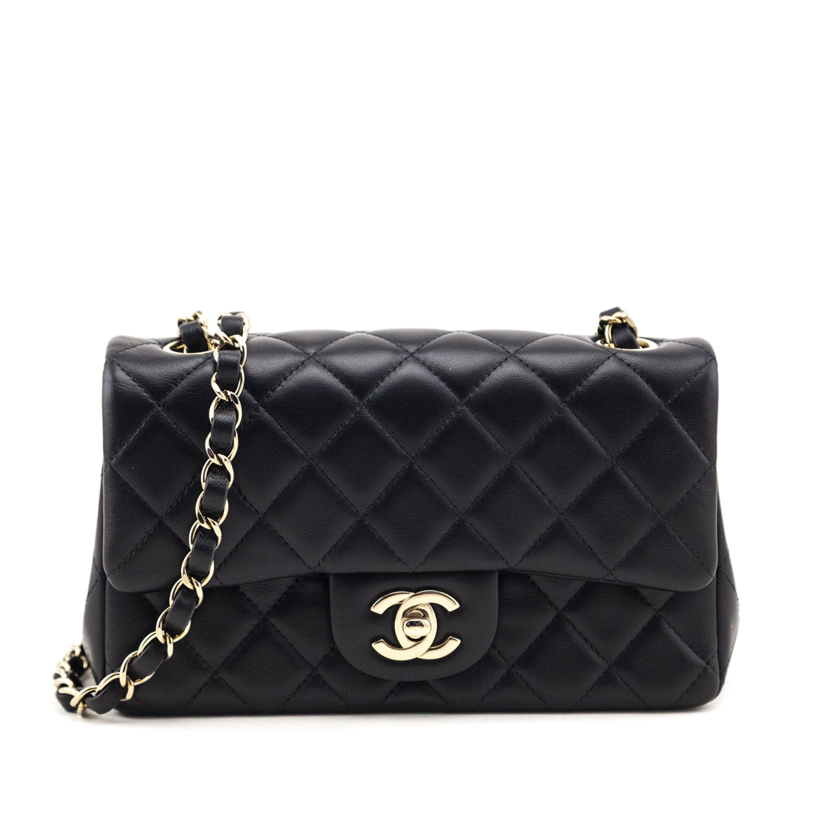 Chanel Black Lambskin Quilted Mini Rectangular Flap